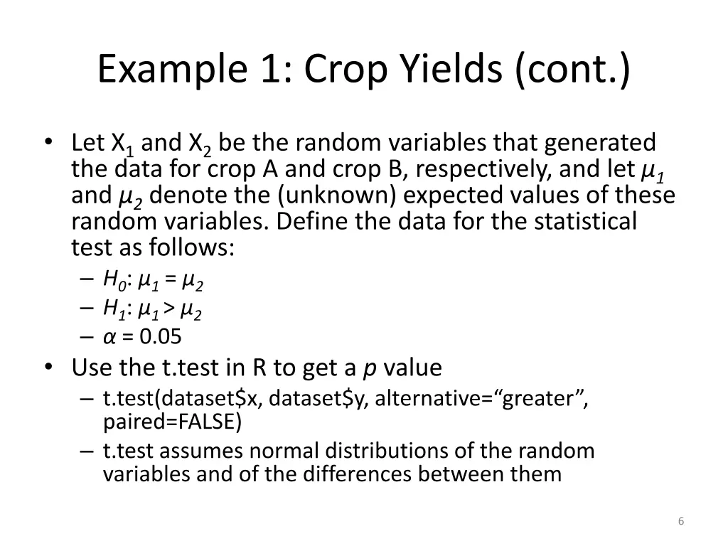 example 1 crop yields cont