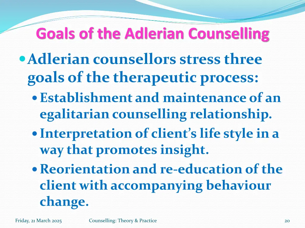 goals of the adlerian counselling 1