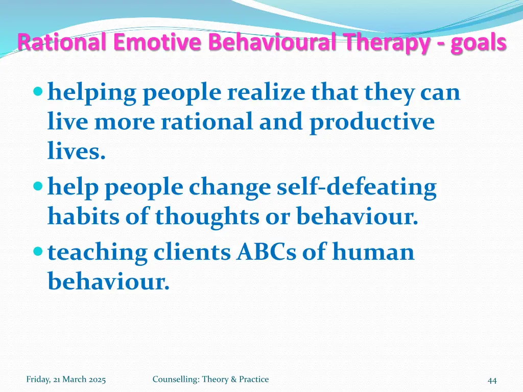 rational emotive behavioural therapy goals