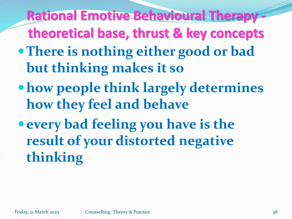rational emotive behavioural therapy theoretical