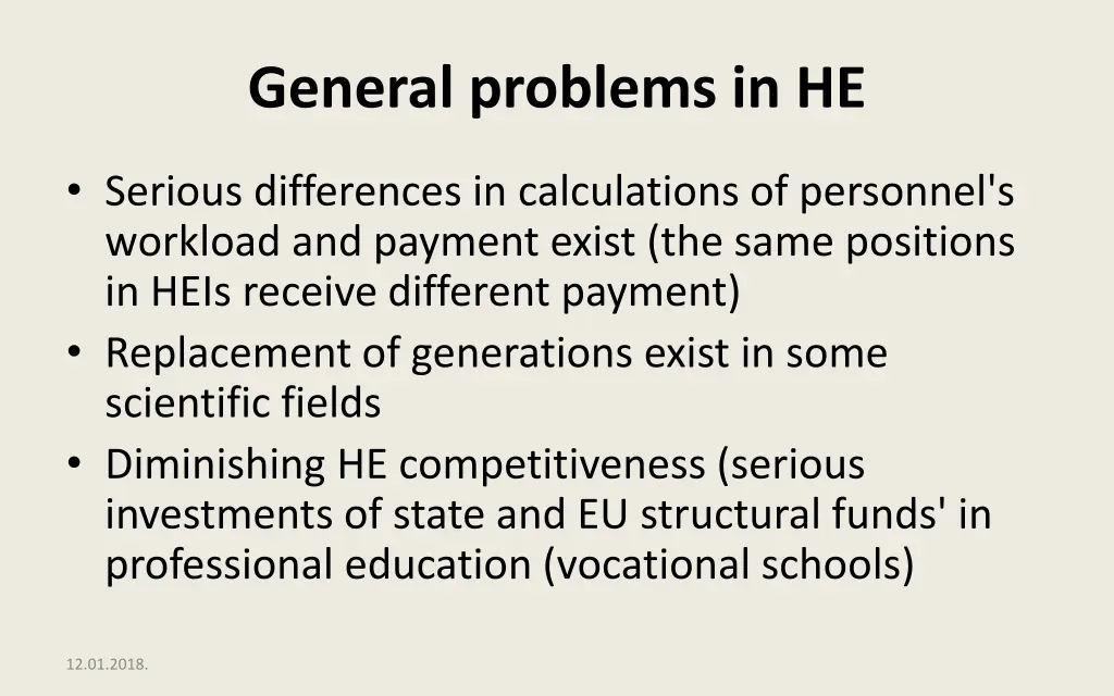 general problems in he