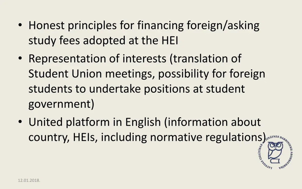 honest principles for financing foreign asking