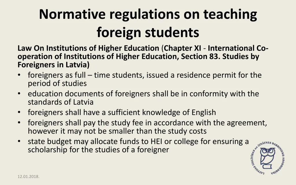 normative regulations on teaching foreign