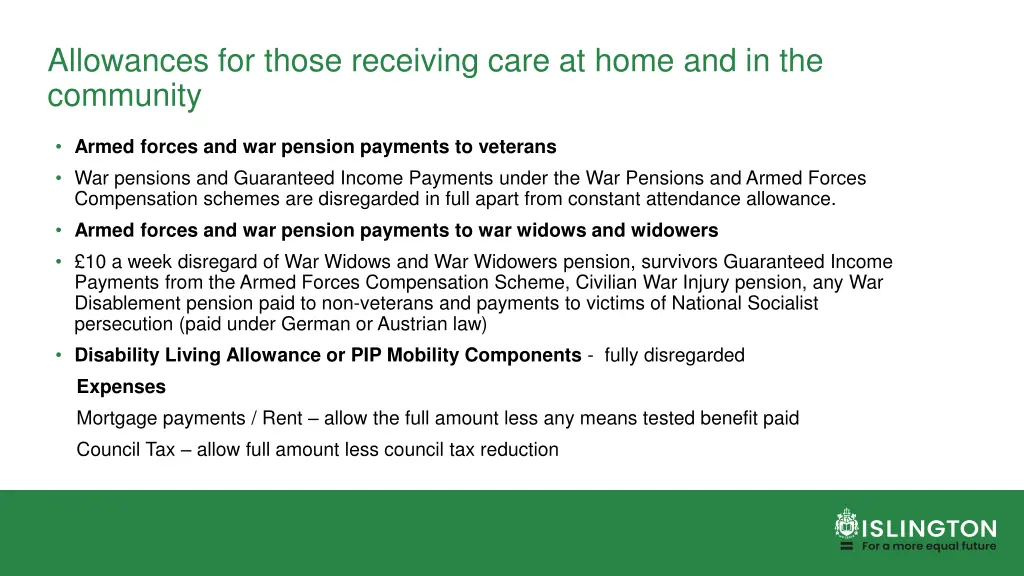 allowances for those receiving care at home 2
