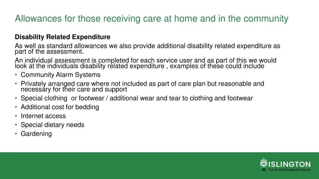 allowances for those receiving care at home 4