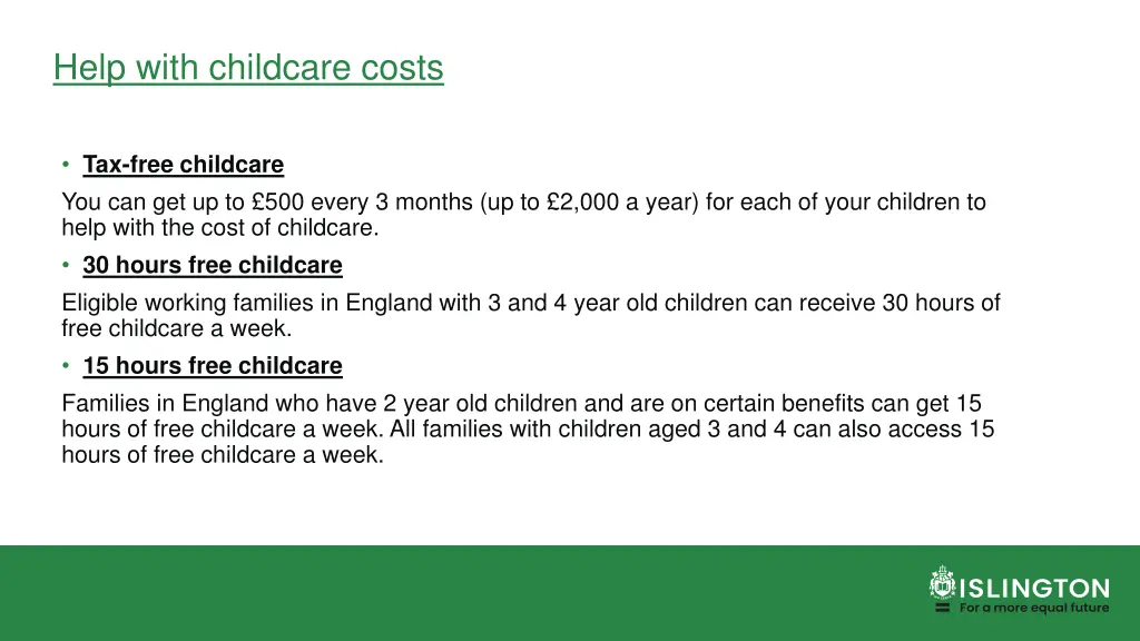 help with childcare costs
