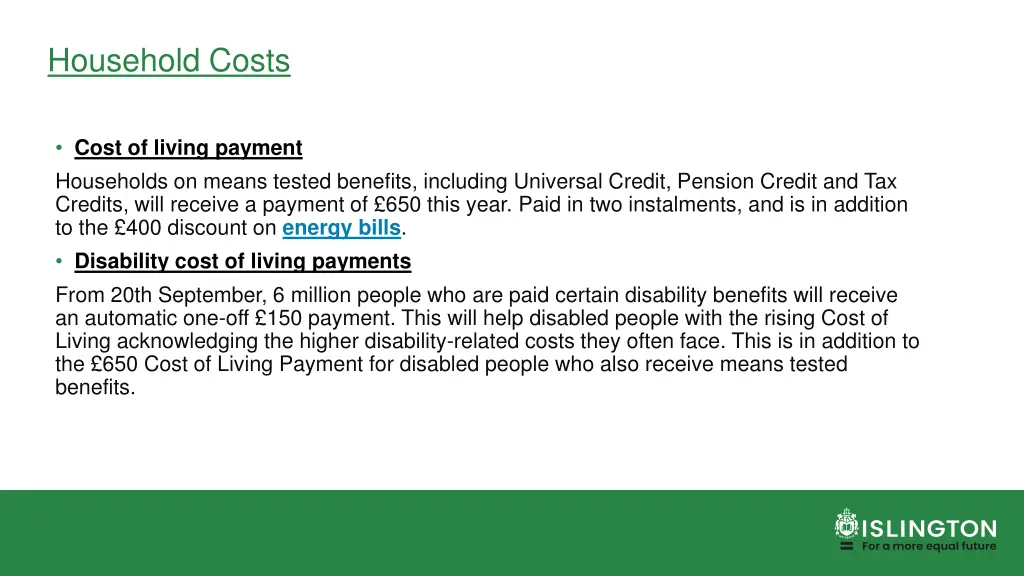 household costs