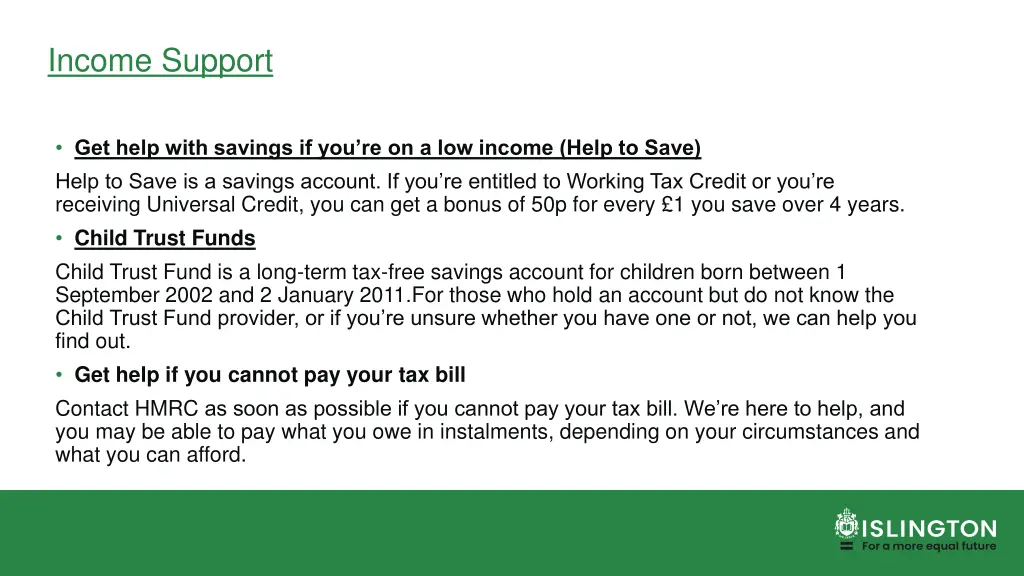income support 2