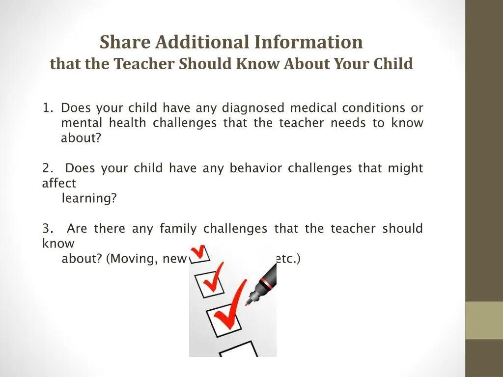 share additional information that the teacher