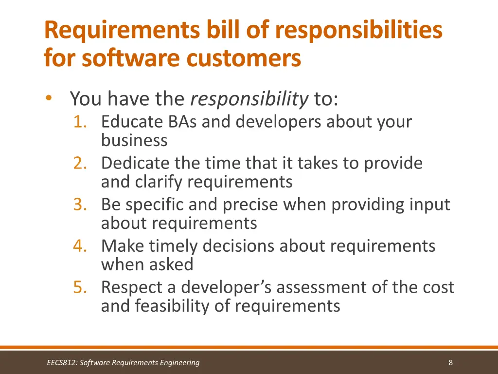 requirements bill of responsibilities
