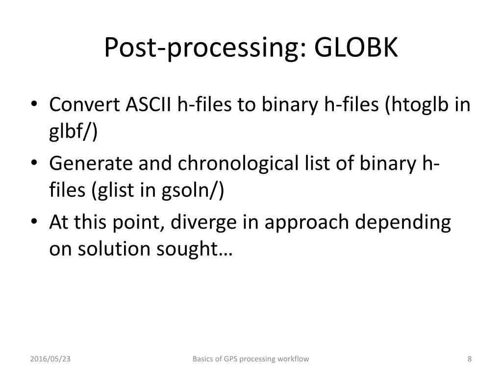 post processing globk