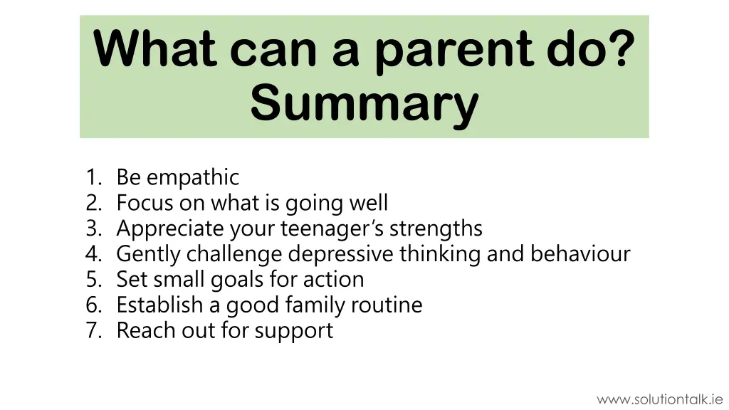 what can a parent do summary