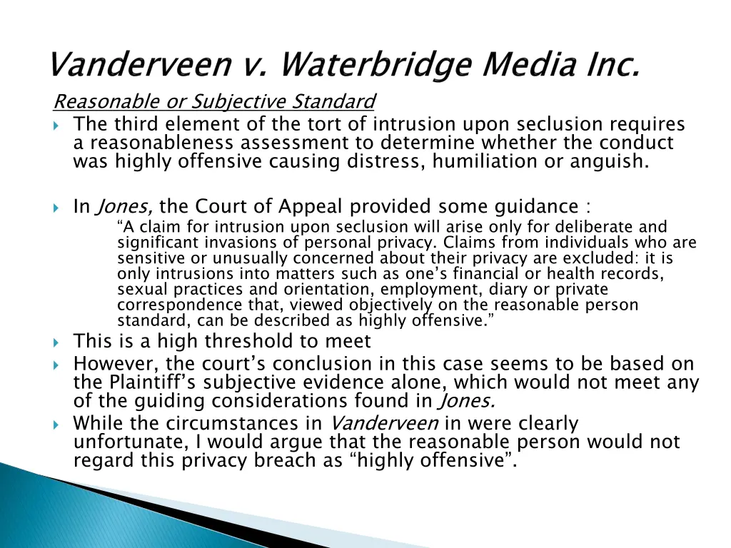 reasonable or subjective standard the third