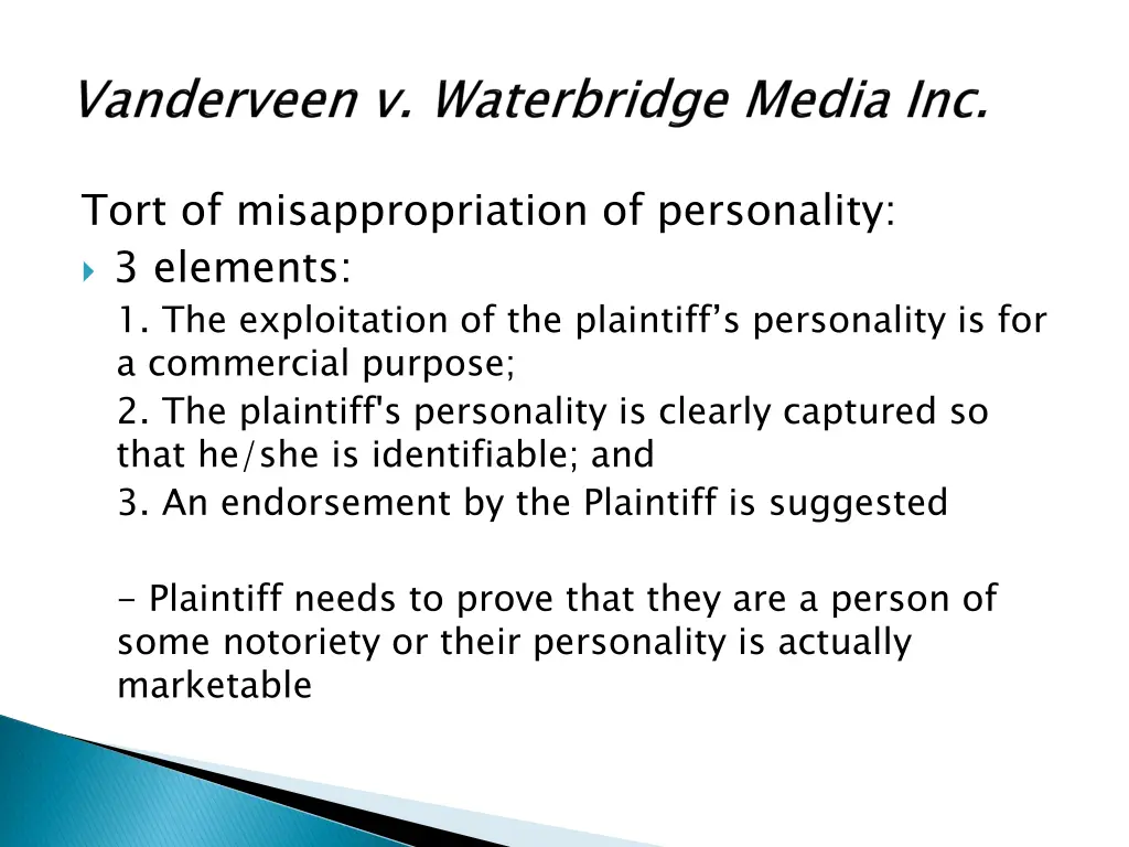 tort of misappropriation of personality