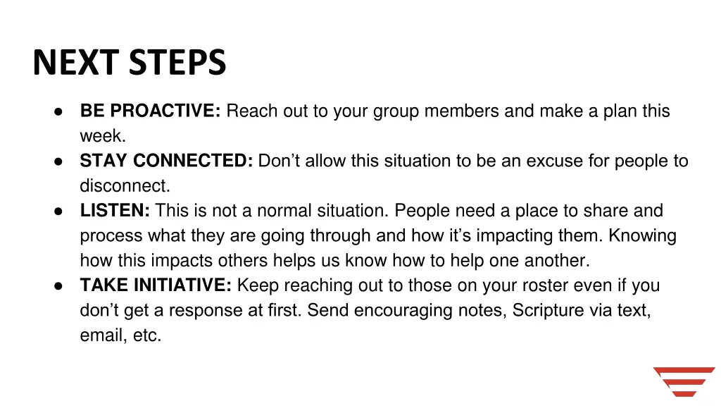 next steps