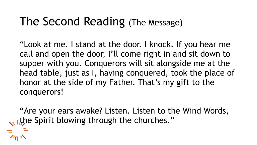 the second reading the message