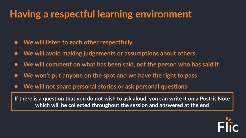 having a respectful learning environment