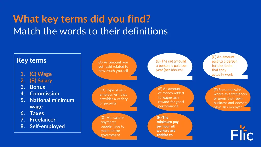 what key terms did you find match the words 2