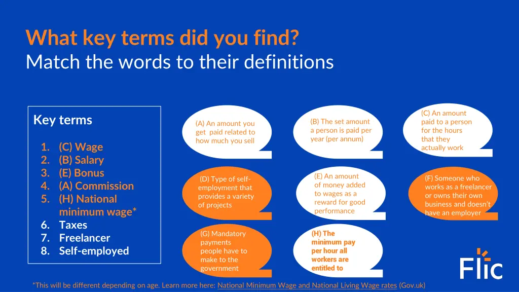 what key terms did you find match the words 5