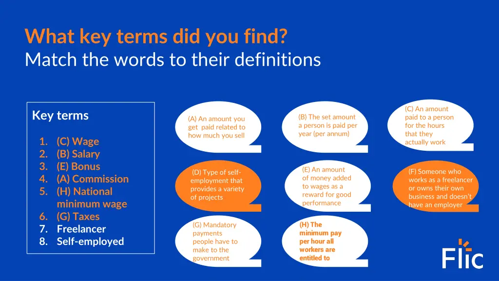what key terms did you find match the words 6