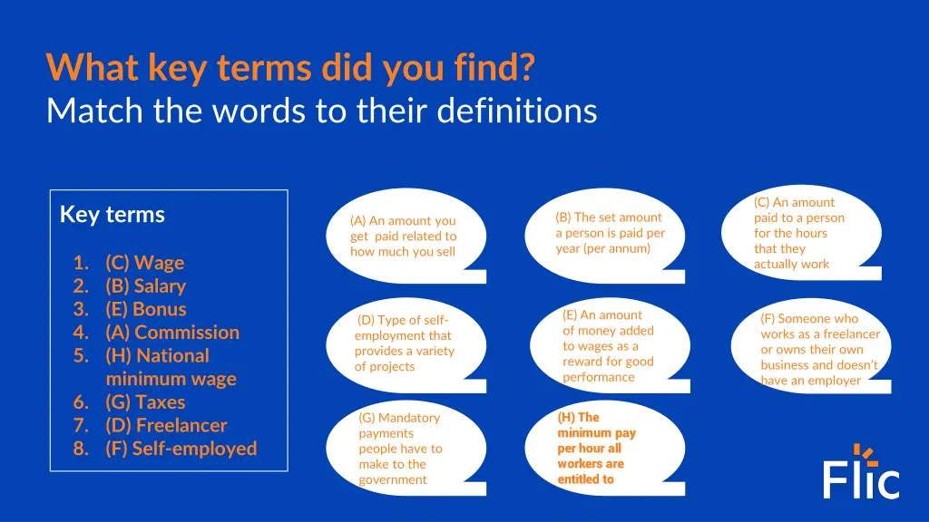 what key terms did you find match the words 8