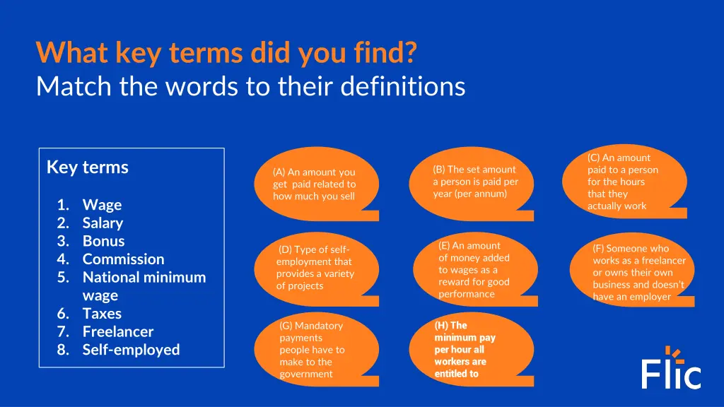 what key terms did you find match the words