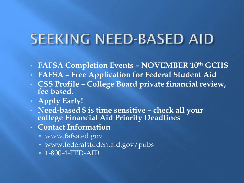 fafsa completion events november 10 th gchs fafsa