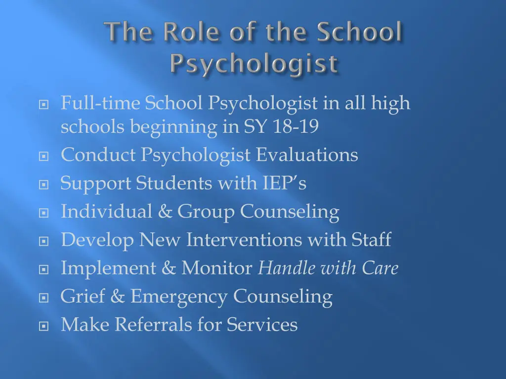 full time school psychologist in all high schools