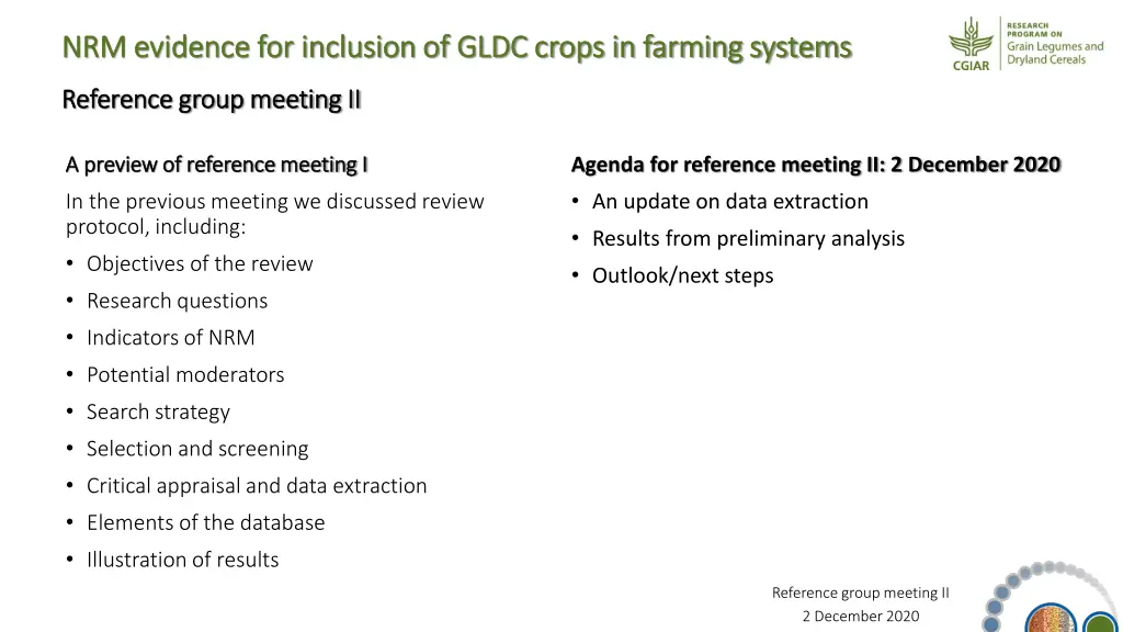 nrm evidence for inclusion of gldc crops 1