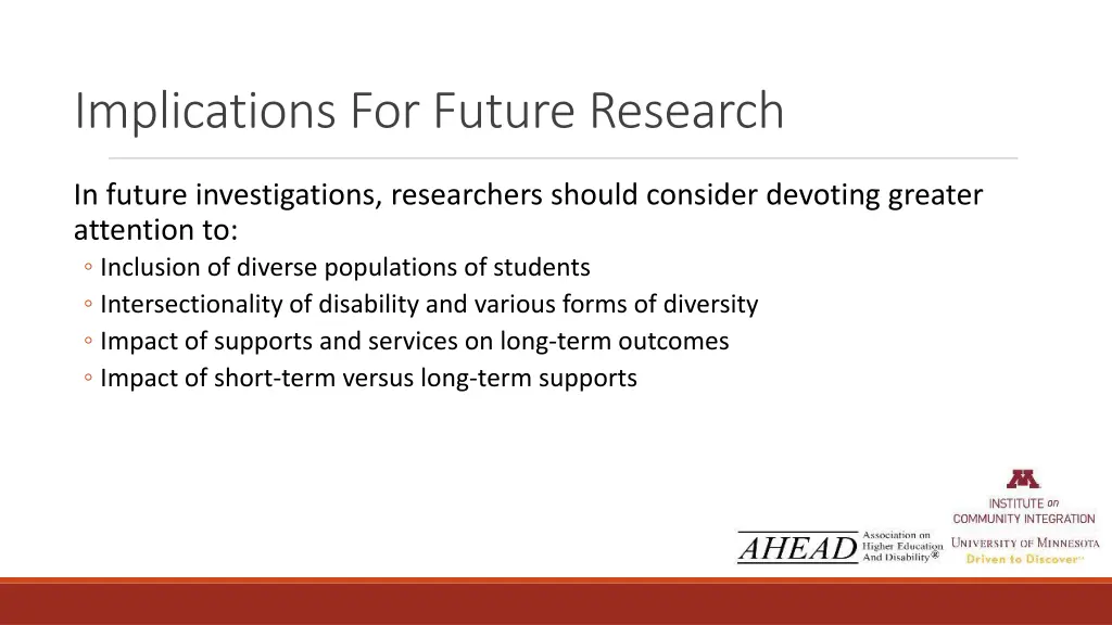 implications for future research 1