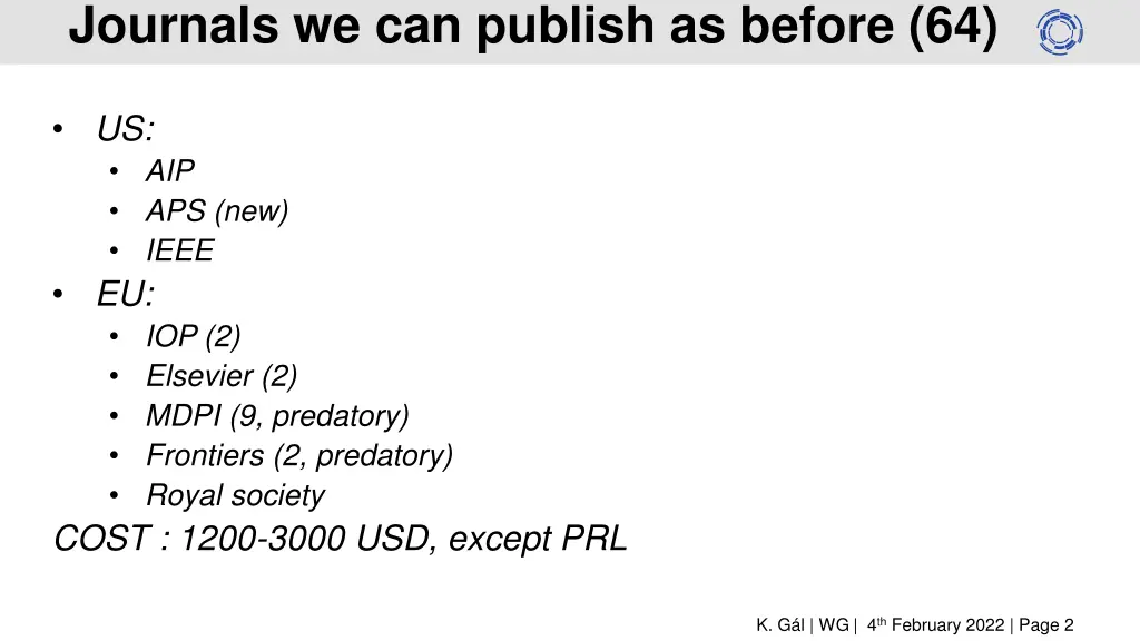 journals we can publish as before 64