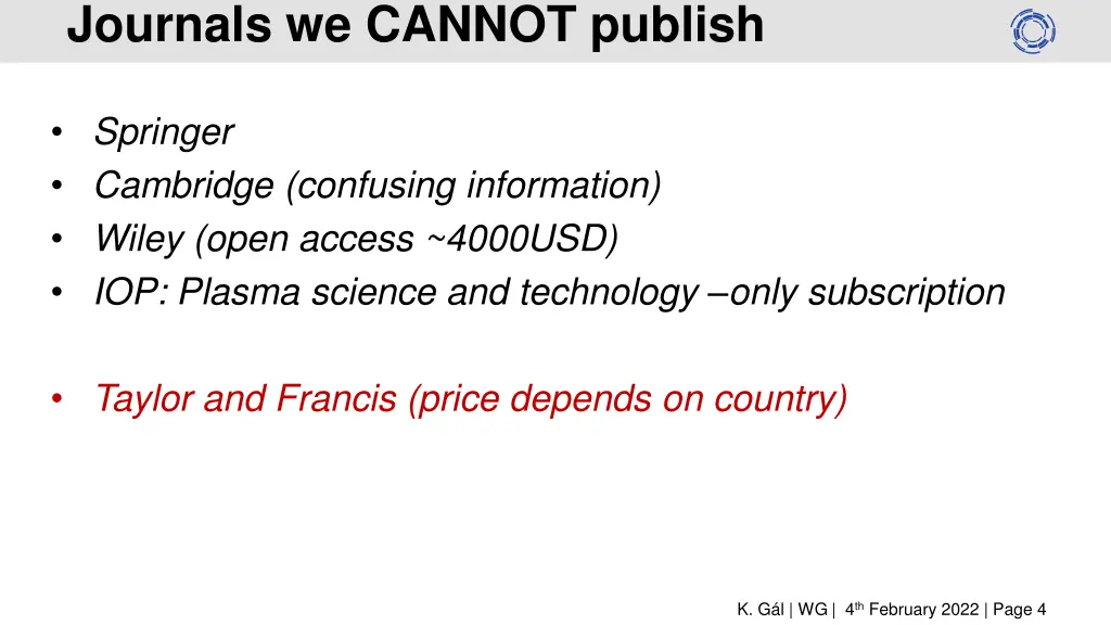 journals we cannot publish