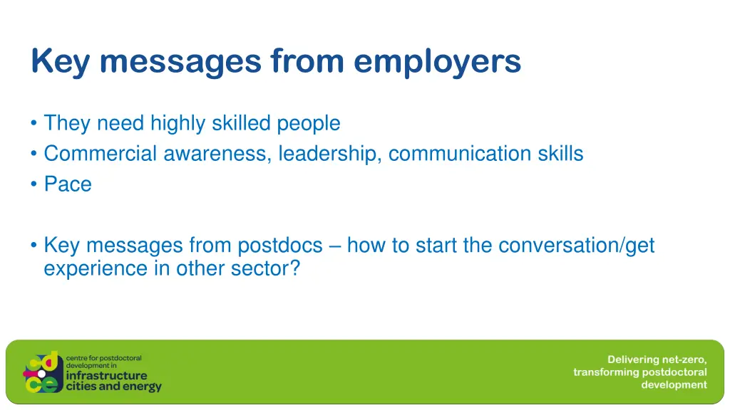 key messages from employers