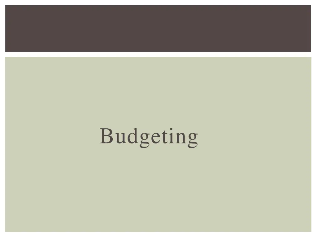 budgeting