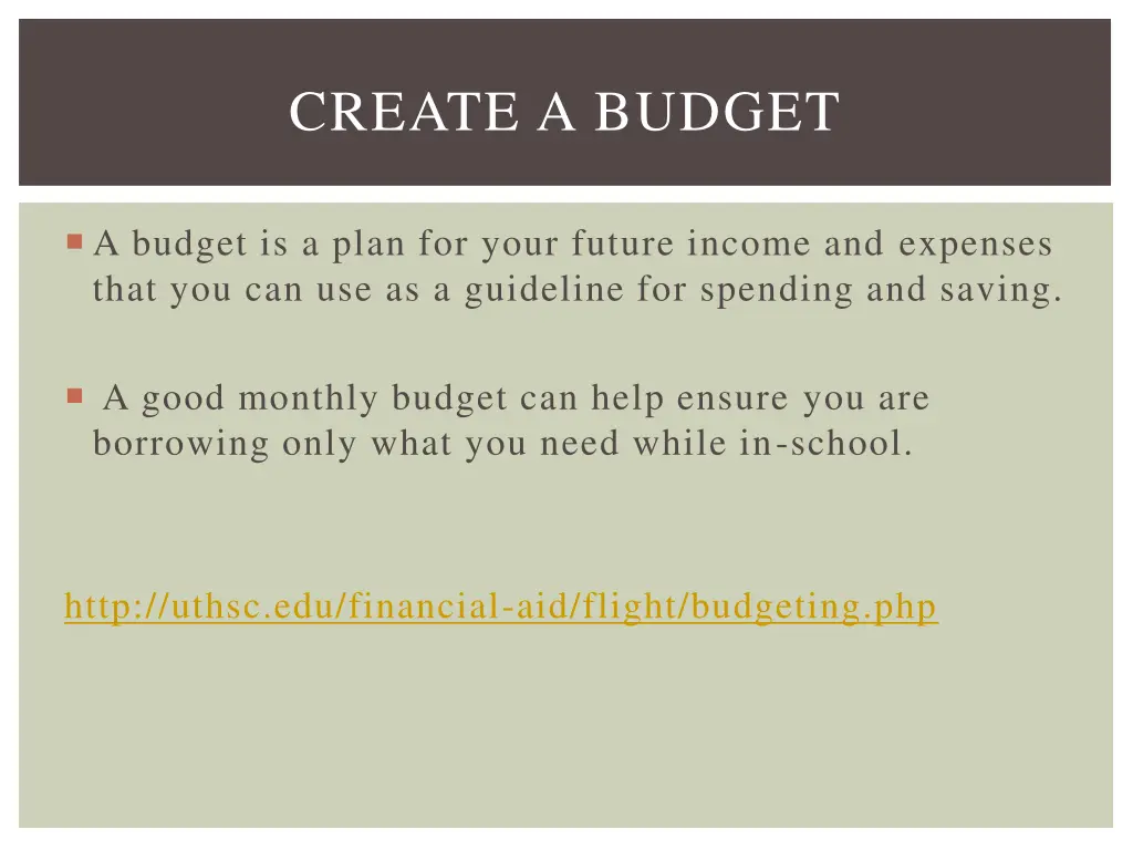 create a budget