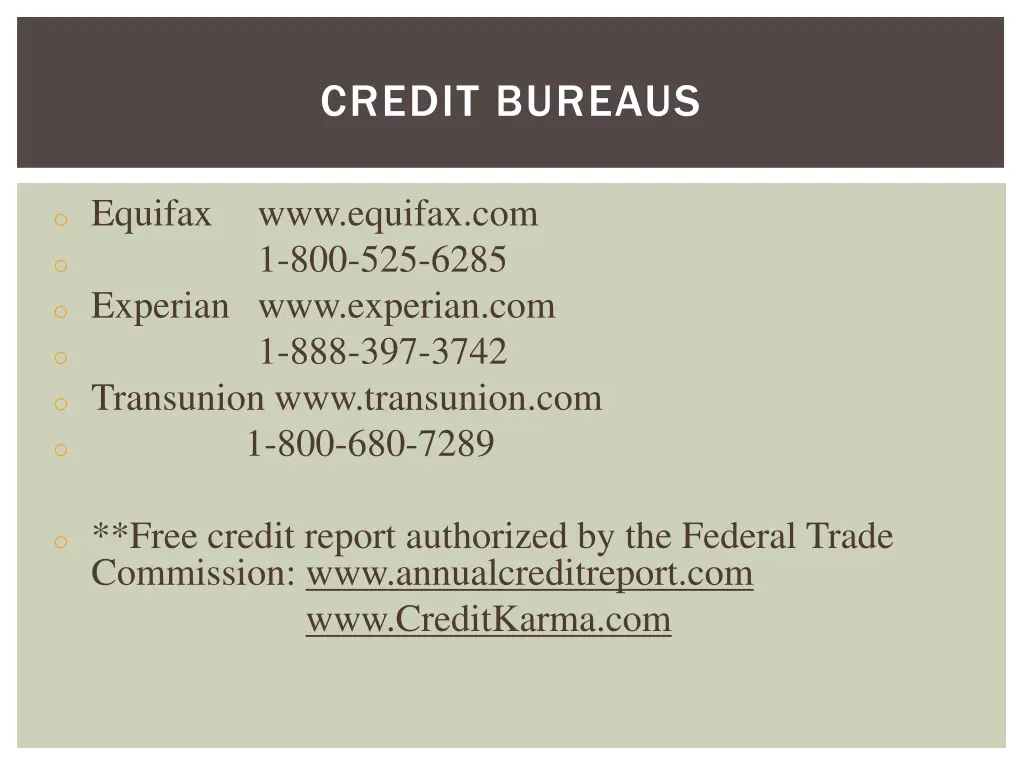 credit bureaus