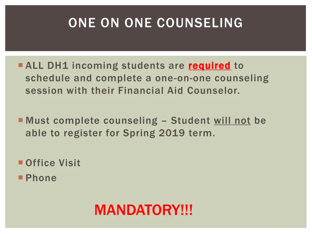 one on one counseling