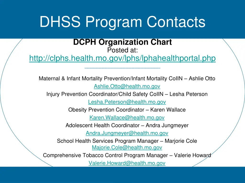dhss program contacts