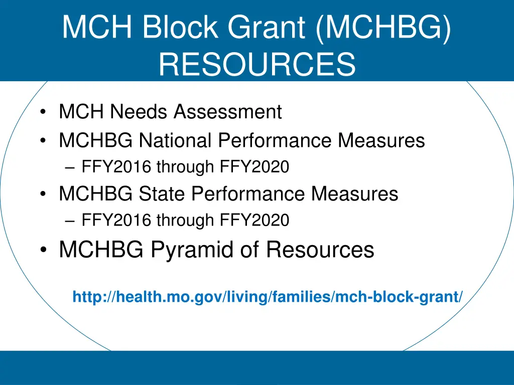 mch block grant mchbg resources