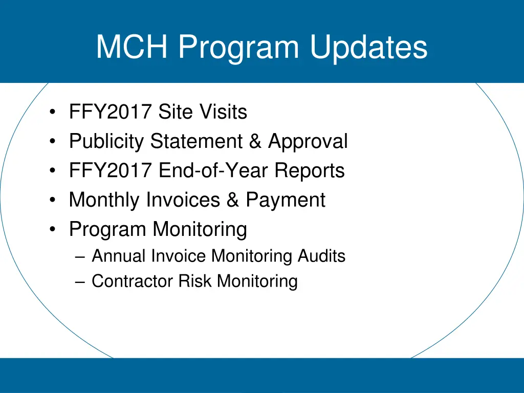 mch program updates