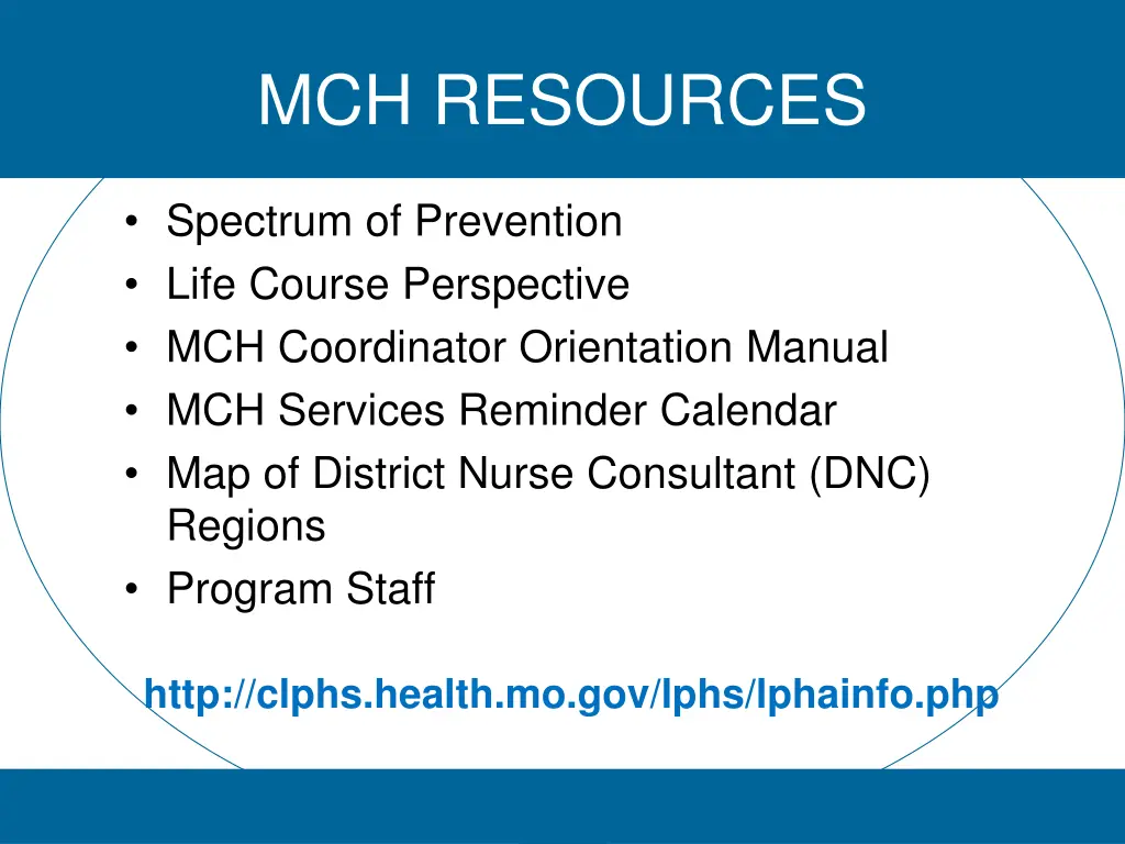 mch resources