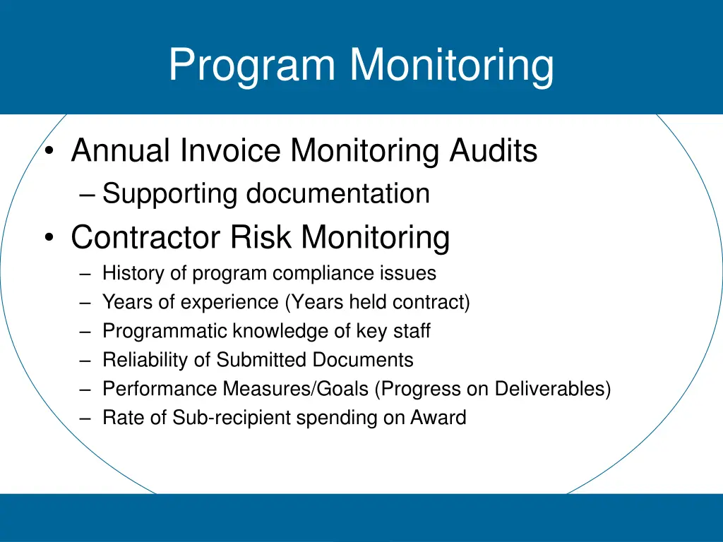 program monitoring