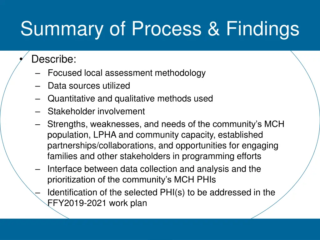 summary of process findings