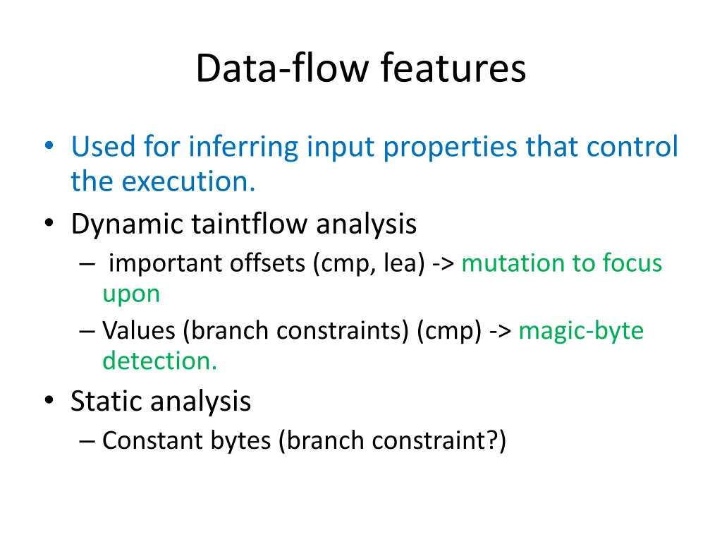 data flow features
