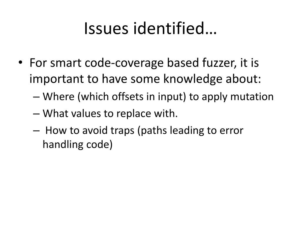 issues identified