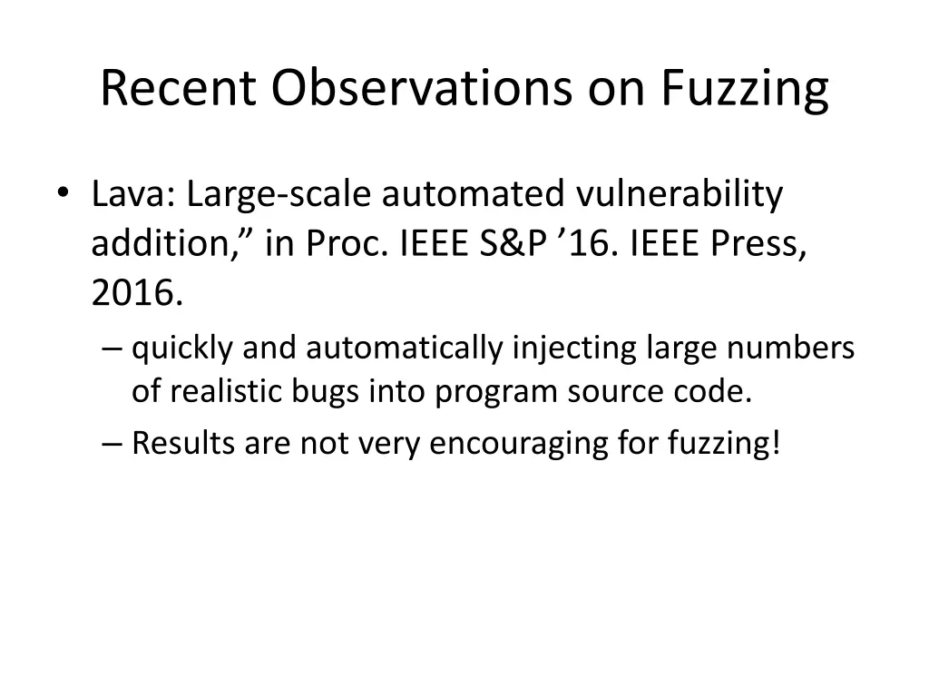 recent observations on fuzzing