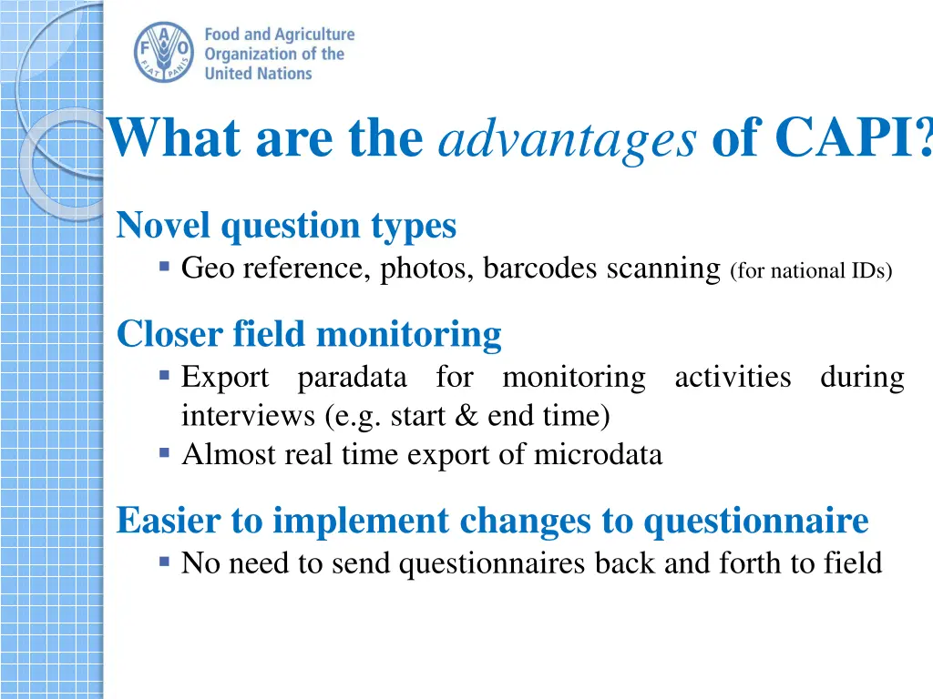 what are the advantages of capi 1