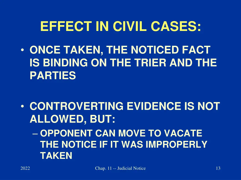 effect in civil cases