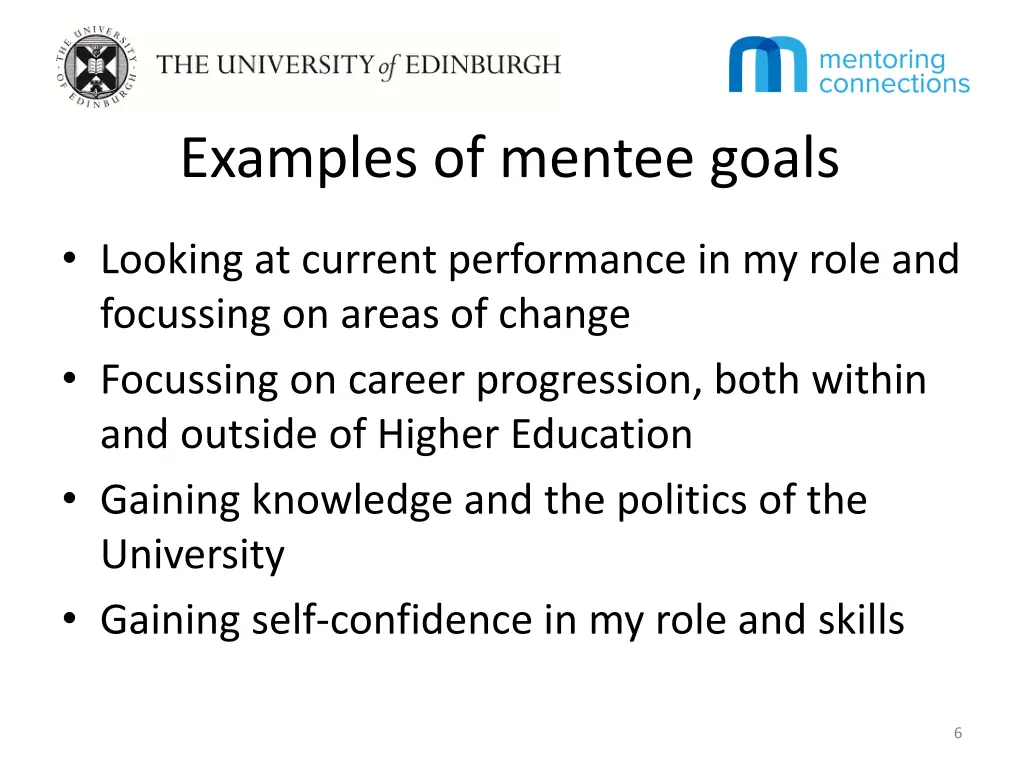 examples of mentee goals
