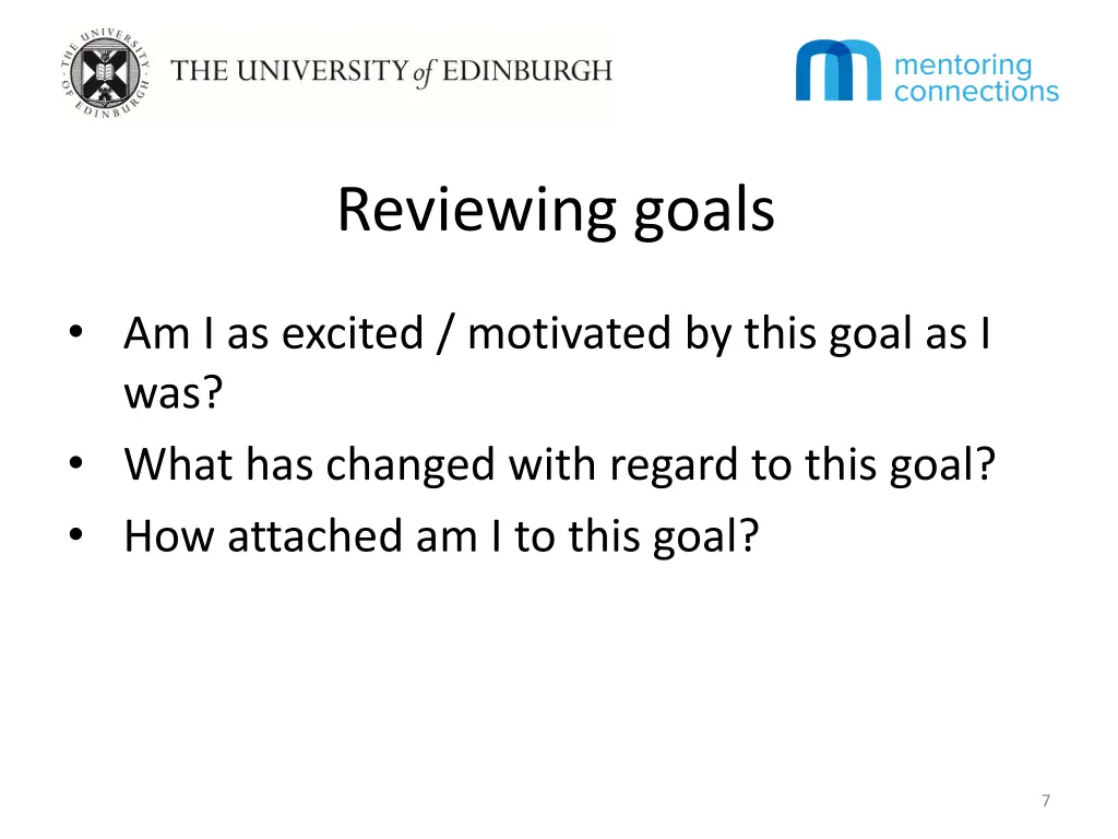 reviewing goals